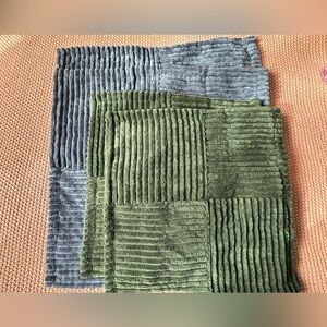 Ribbed Pillow/Cushion Cover Set of 4 Green & Gray NWOT 16x16 12x12